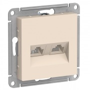Розетка двойная компьютерная RJ45+RJ45 кат.5E SE AtlasDesign, бежевый