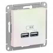 Зарядка USB  5В, 1 порт x 2,1 А, 2 порта х 1,05 А SE AtlasDesign, жемчуг