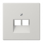 Накладка 2-ая компьютерной/телефонной RJ45/RJ11 розетки наклонная Jung LS Светло-серый