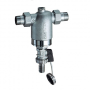 Фильтр тонкой очистки промывной FAR 3944 - 1/2" (НР/НР, 300 мкм, PN25, Tmax 95°C, с манометром)