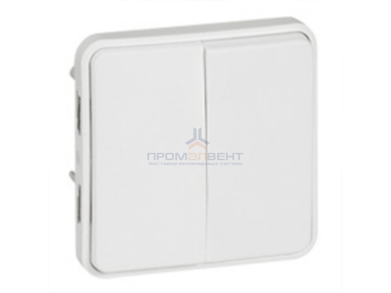 Механизм двухклавишного переключателя Legrand Plexo серии Artic IP55, белый