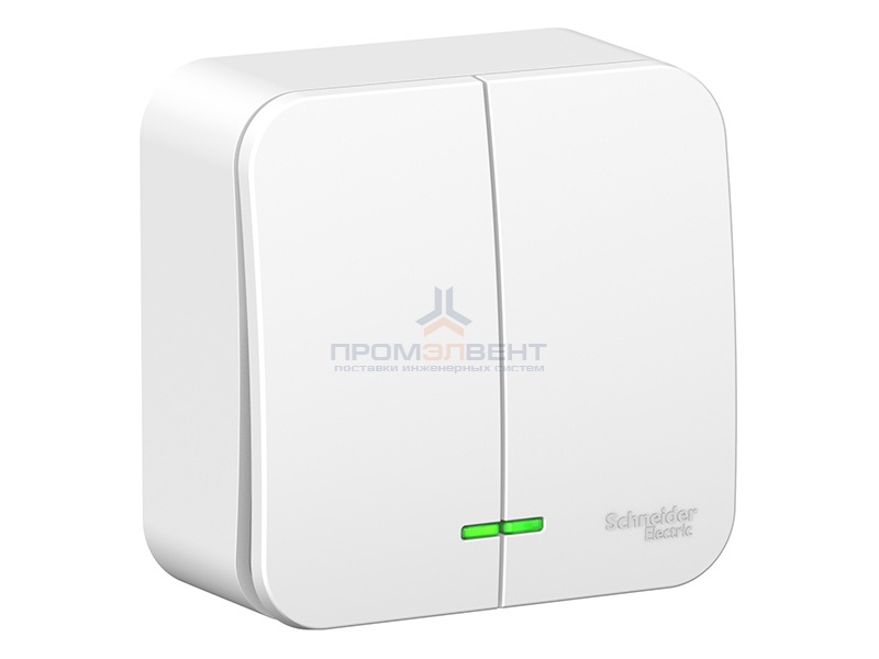 Выключатель 2-клавишный с подсветкой (cх.5) Blanca Schneider Electric 6А 250В белый монтажная пласти