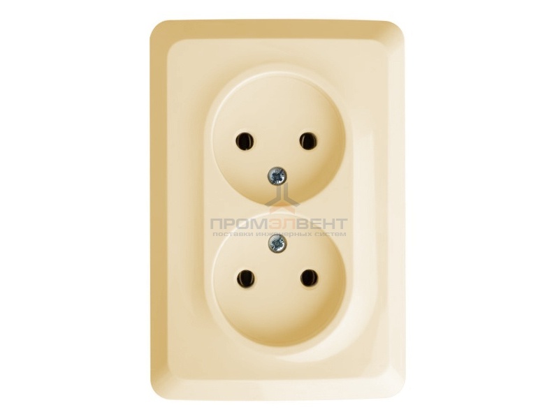 Розетка угловая двойная б/з Этюд кремовая [уп 9шт]