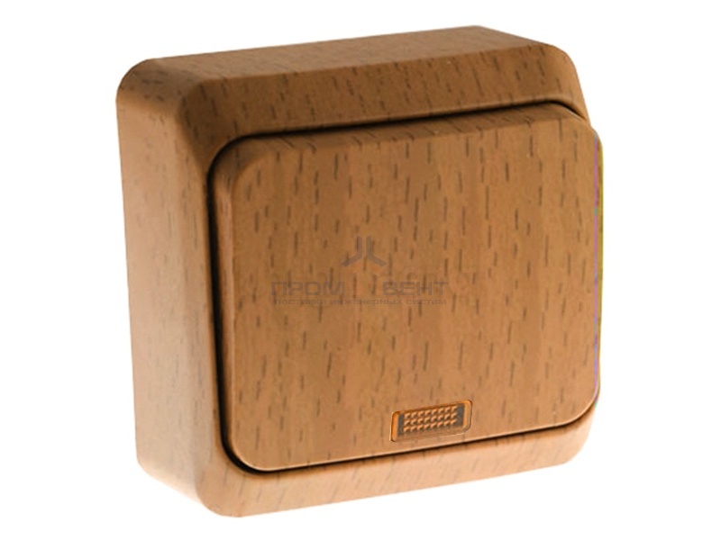 Выключатель одноклавишный с подсветкой Этюд темный бук [уп 25шт]