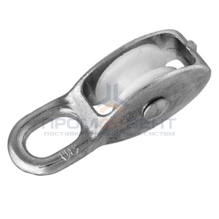 Блок для троса одинарный 30мм нейлоновый шкив (трос 8мм) оцинкованный