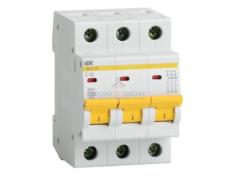 Автоматический выключатель ВА47-29 3Р  1А 4,5кА характеристика С ИЭК (автомат)