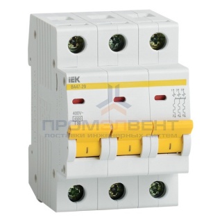 Автоматический выключатель ВА47-29 3Р 25А 4,5кА характеристика D ИЭК (автомат)