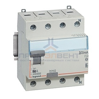 УЗО Legrand DX3 ВДТ 4П 80А 100мА тип A