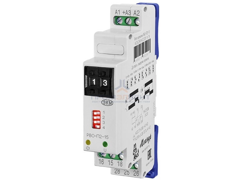Реле времени РВО-П2-15 0.1с-9.9ч 5А 24В AC/DC 230В AC на DIN-рейку